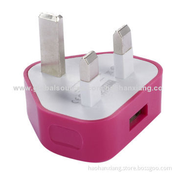 Wholesale Colorful British Mobile Phone Charger, 1,000mA